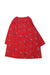 A Red Long Sleeve Dresses from Petit Bateau in size 3T for girl. (Back View)