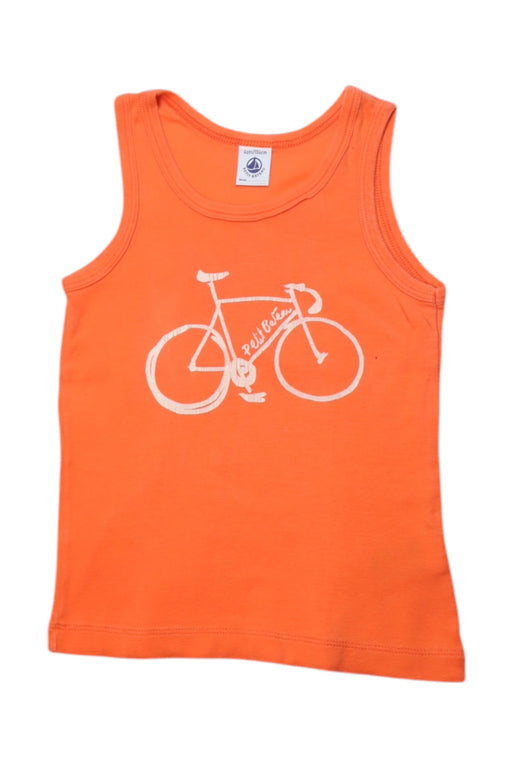 A Orange Sleeveless T Shirts from Petit Bateau in size 4T for neutral. (Front View)