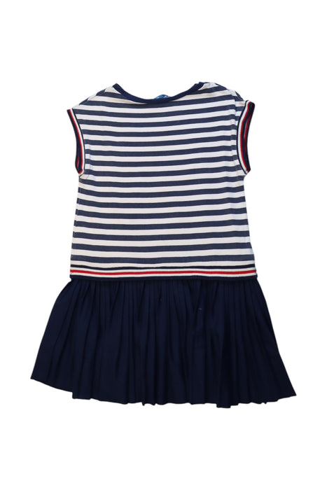 A Navy Short Sleeve Dresses from Mayoral in size 4T for girl. (Back View)
