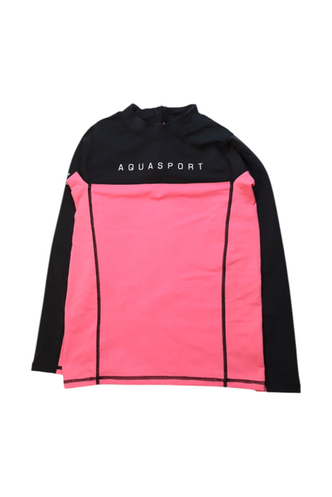 A Black Rash Guards from Aquasport in size 10Y for neutral. (Front View)