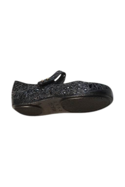 A Black Flats from Mini Melissa in size 3T for girl. (Front View)