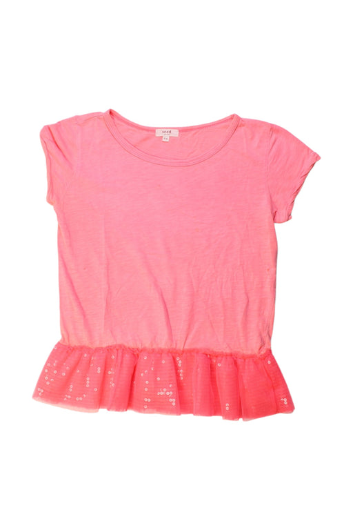 A Pink Short Sleeve Tops from Seed in size 10Y for girl. (Front View)