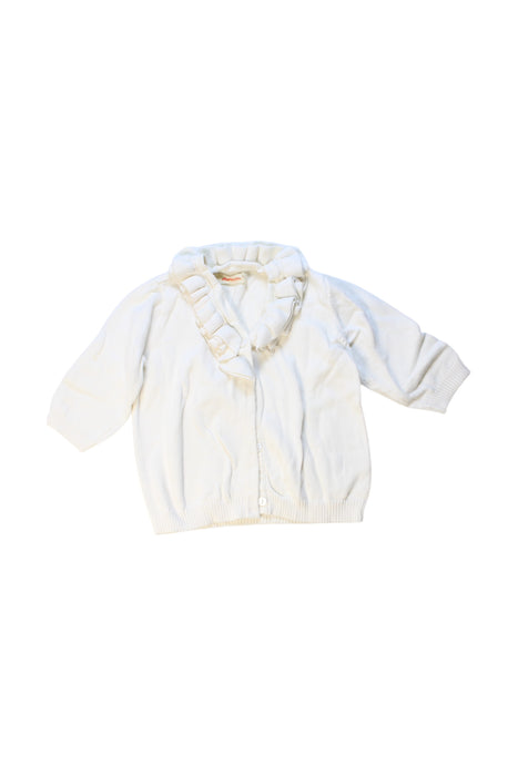 A White Cardigans from Momonittu in size 6T for girl. (Front View)