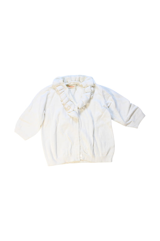 A White Cardigans from Momonittu in size 6T for girl. (Front View)