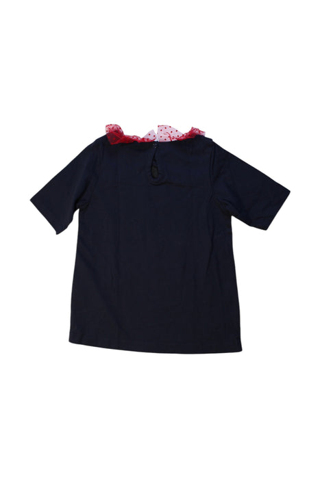 A Navy Short Sleeve Tops from Petit Bateau in size 4T for girl. (Back View)