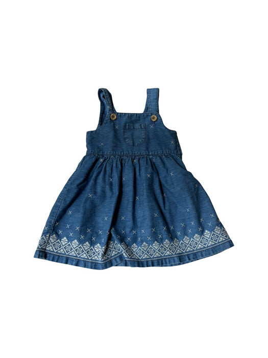 A Blue Sleeveless Dresses from Purebaby in size 12-18M for girl. (Front View)