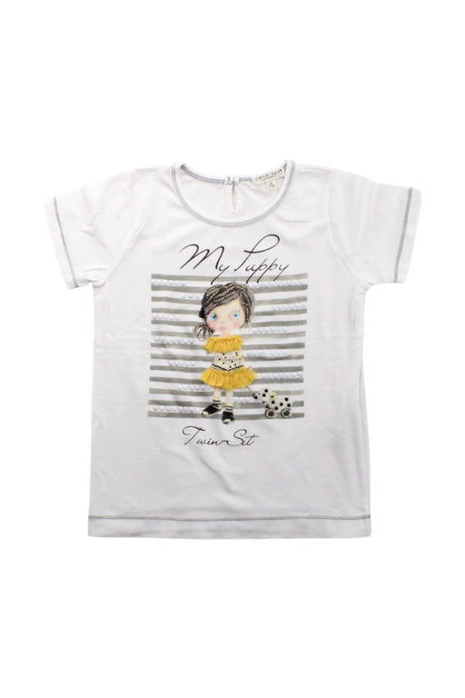 A White Short Sleeve T Shirts from TWINSET in size 6T for girl. (Front View)