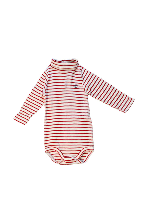 A Red Long Sleeve Bodysuits from Petit Bateau in size 6-12M for boy. (Front View)