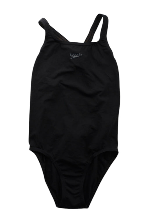 A Black Swimsuits from Speedo in size 11Y for girl. (Front View)