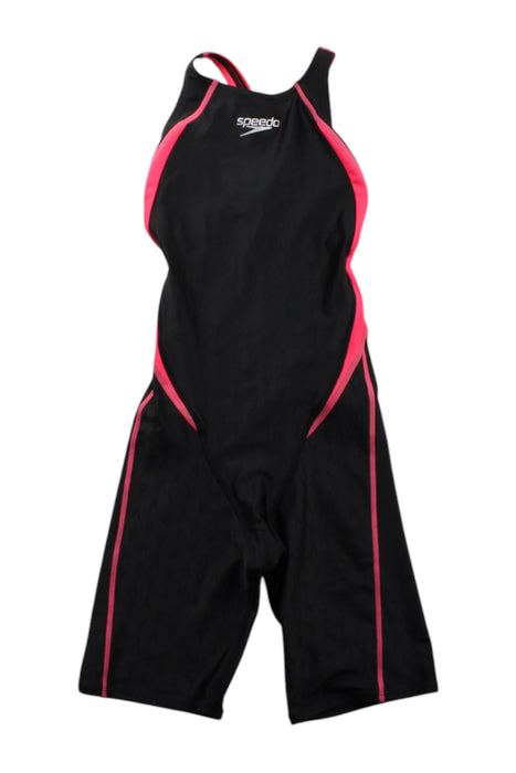 A Black Swimsuits from Speedo in size 12Y for girl. (Front View)