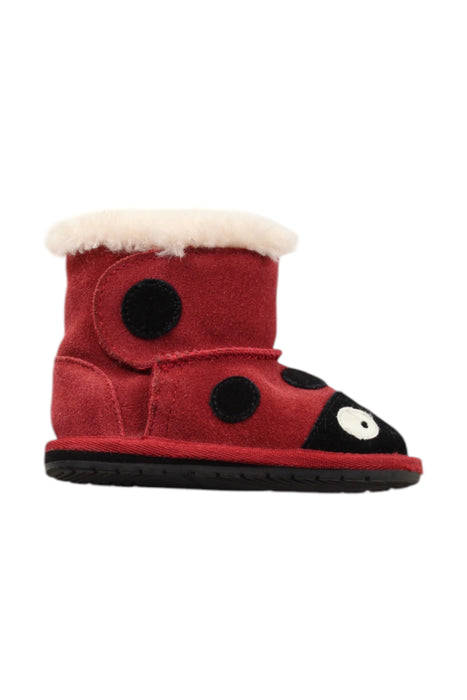 A Red Booties from EMU Australia in size 12-18M for neutral. (Front View)