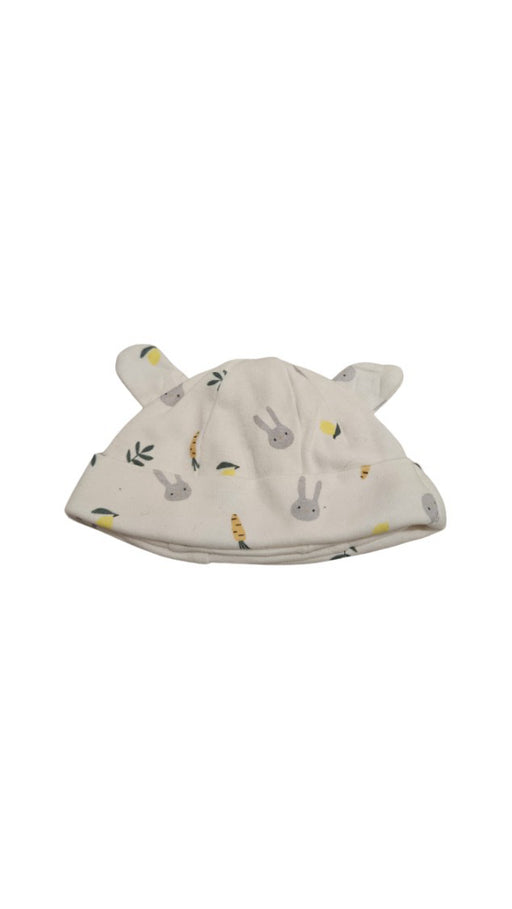 A White Winter Hats from Boboli in size 0-3M for neutral. (Front View)