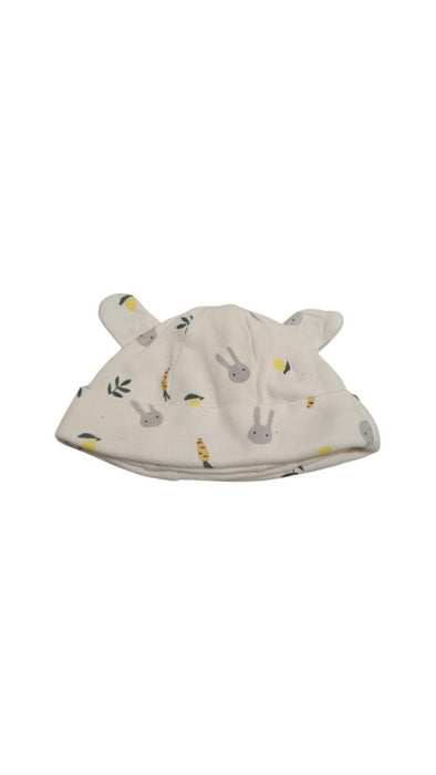 A White Winter Hats from Boboli in size 0-3M for neutral. (Front View)
