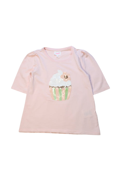 A Pink Short Sleeve Tops from Seed in size 6T for girl. (Front View)