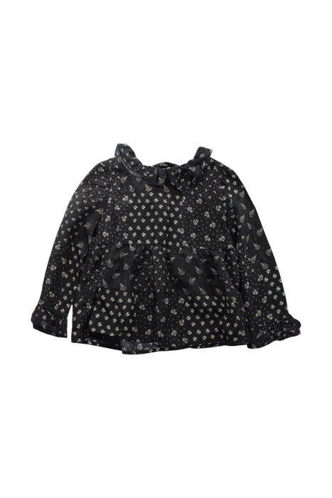 A Black Long Sleeve Tops from Petit Bateau in size 6T for girl. (Front View)