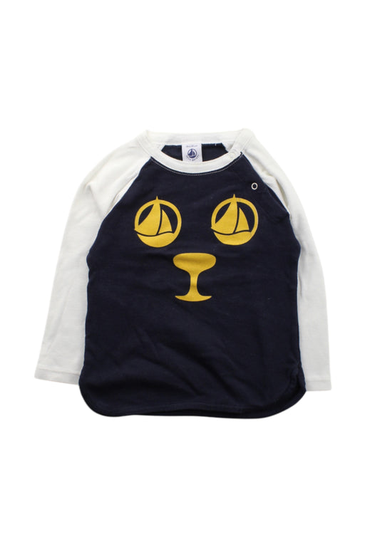 A Navy Long Sleeve T Shirts from Petit Bateau in size 12-18M for neutral. (Front View)