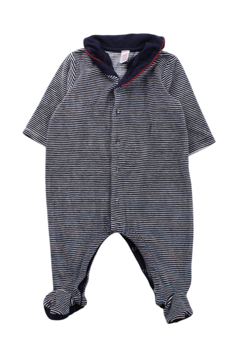 A Navy Long Sleeve Rompers from Petit Bateau in size 0-3M for neutral. (Front View)