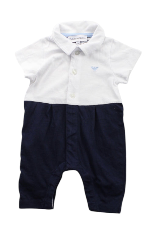 A White Short Sleeve Rompers from Armani in size 0-3M for neutral. (Front View)