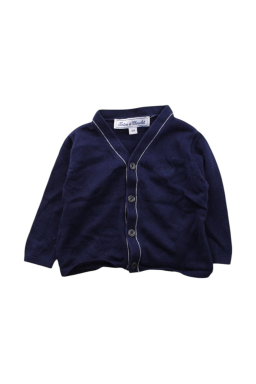 A Navy Cardigans from Tartine et Chocolat in size 3-6M for neutral. (Front View)
