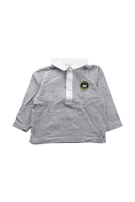 A Grey Long Sleeve Polos from Petit Bateau in size 12-18M for neutral. (Front View)