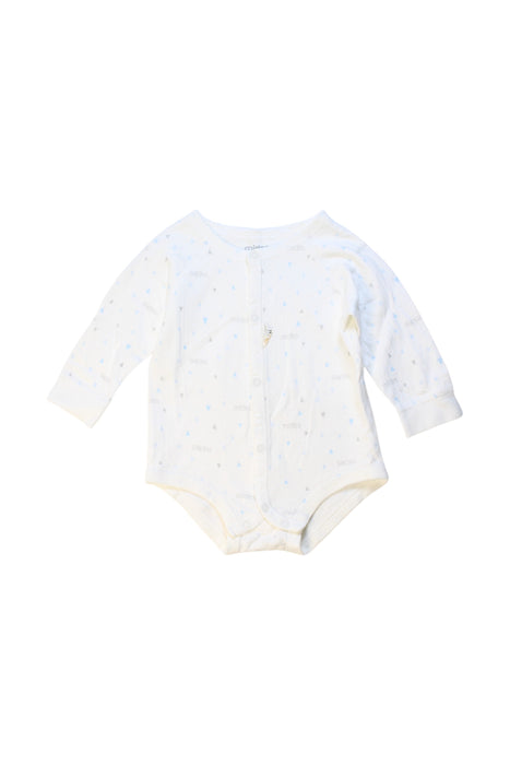 A White Long Sleeve Bodysuits from Mides in size 0-3M for neutral. (Front View)