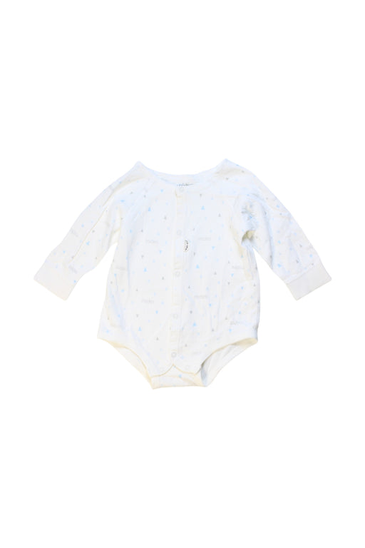 A White Long Sleeve Bodysuits from Mides in size 0-3M for neutral. (Front View)