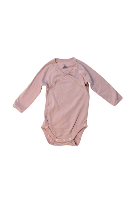 A Pink Long Sleeve Bodysuits from Petit Bateau in size 3-6M for girl. (Front View)