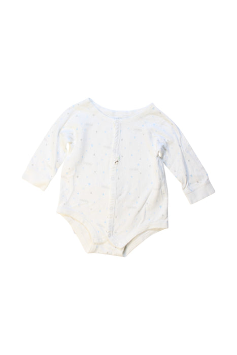 A White Long Sleeve Bodysuits from Mides in size 3-6M for neutral. (Front View)