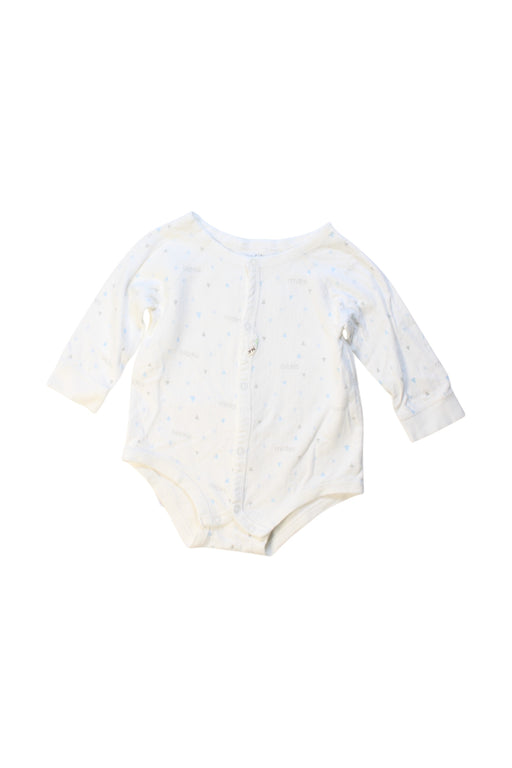 A White Long Sleeve Bodysuits from Mides in size 3-6M for neutral. (Front View)