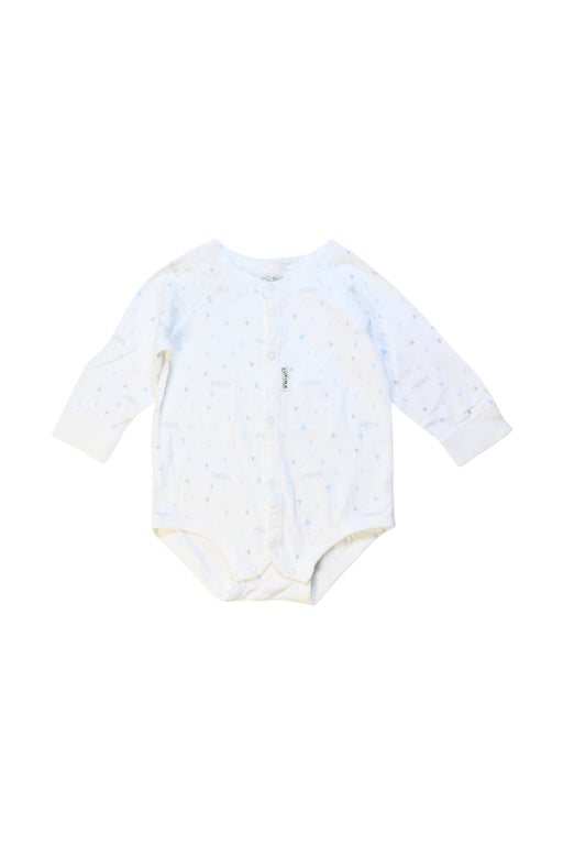A White Long Sleeve Bodysuits from Mides in size 0-3M for neutral. (Front View)