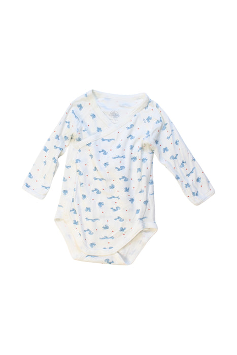A White Long Sleeve Bodysuits from Petit Bateau in size 3-6M for boy. (Front View)