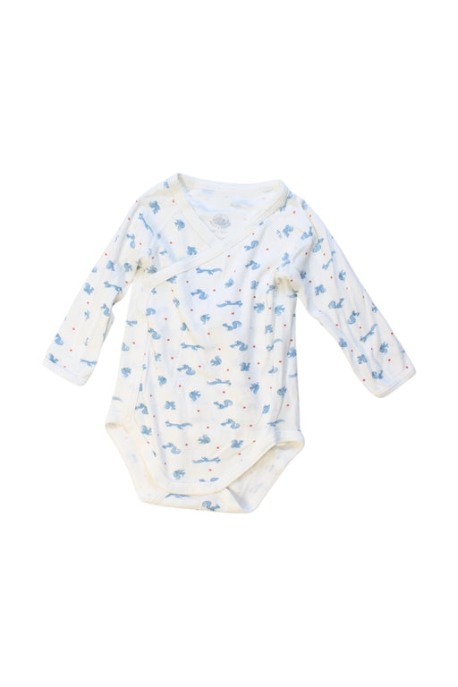 A White Long Sleeve Bodysuits from Petit Bateau in size 3-6M for boy. (Front View)