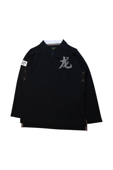 A Black Long Sleeve Polos from Shanghai Tang in size 4T for boy. (Front View)