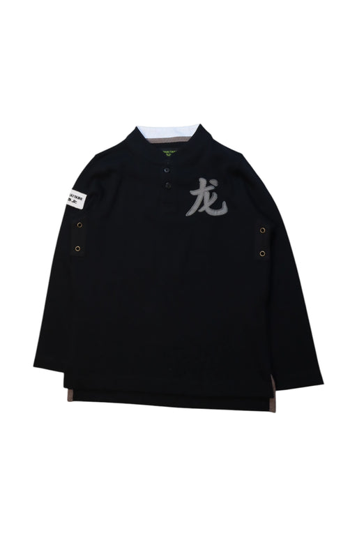 A Black Long Sleeve Polos from Shanghai Tang in size 4T for boy. (Front View)