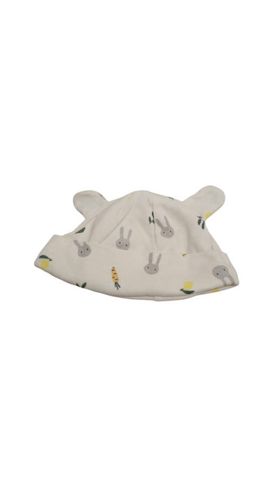 A White Winter Hats from Boboli in size 0-3M for neutral. (Back View)