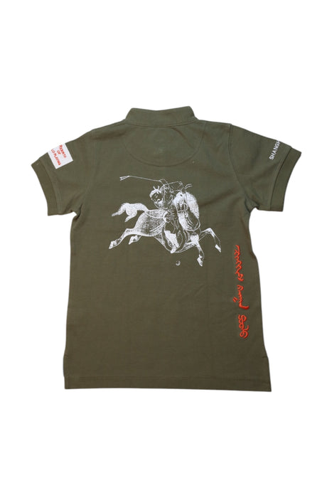 A Green Short Sleeve Polos from Shanghai Tang in size 4T for boy. (Back View)