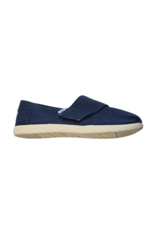 A Navy Slip Ons from Toms in size 5T for neutral. (Front View)