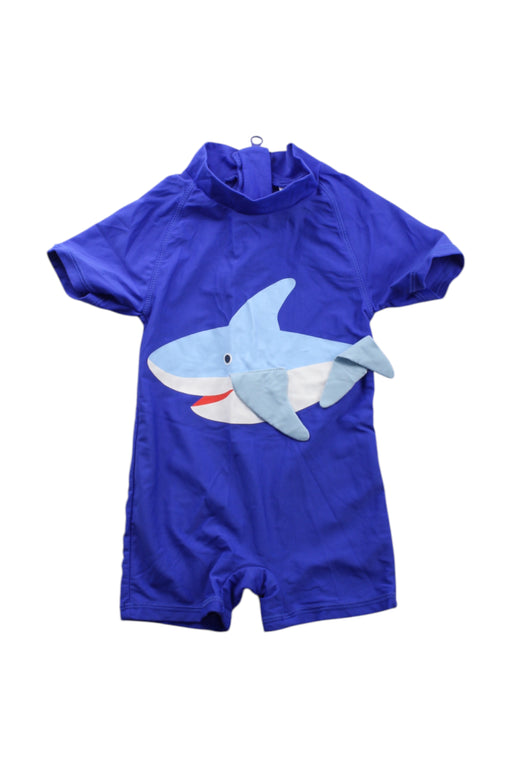 A Blue Short Sleeve Rompers from Seed in size 3-6M for neutral. (Front View)