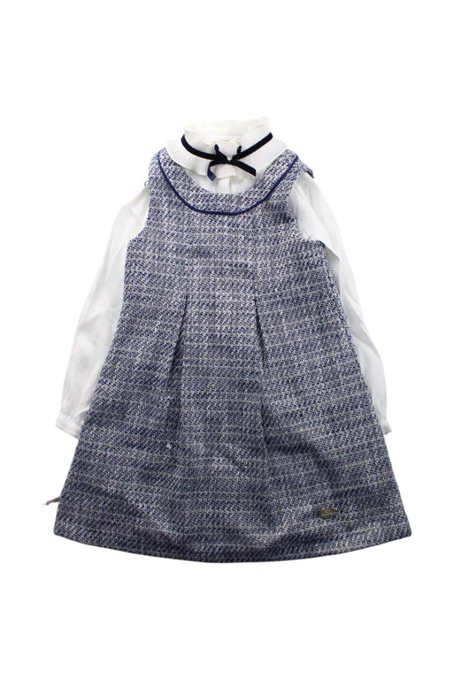 A Navy Dress Sets from Chickeeduck in size 5T for girl. (Front View)