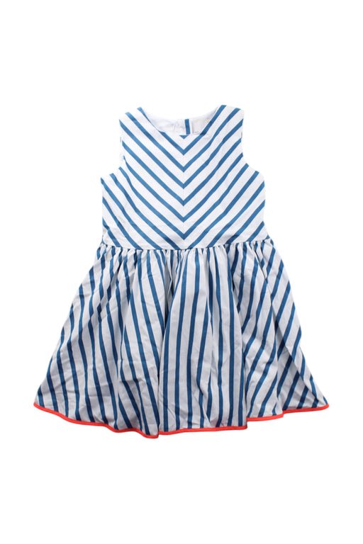 A Blue Sleeveless Dresses from Jacadi in size 6T for girl. (Front View)