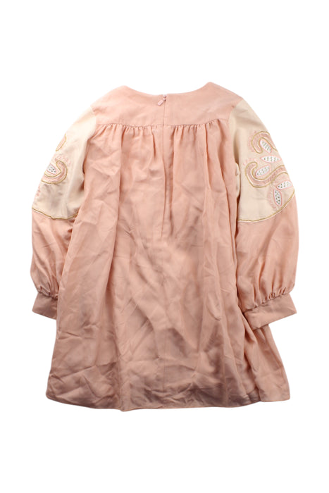 A Pink Long Sleeve Dresses from Chloe in size 6T for girl. (Back View)