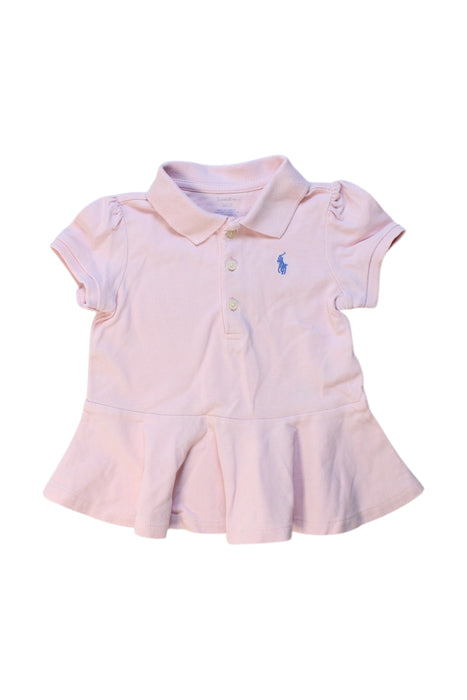 A Pink Short Sleeve Polos from Ralph Lauren in size 6-12M for girl. (Front View)