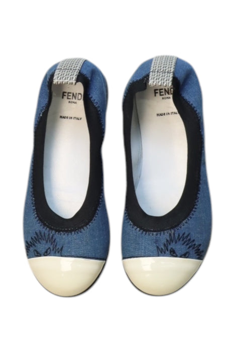 A Blue Flats from Fendi in size 4T for girl. (Back View)