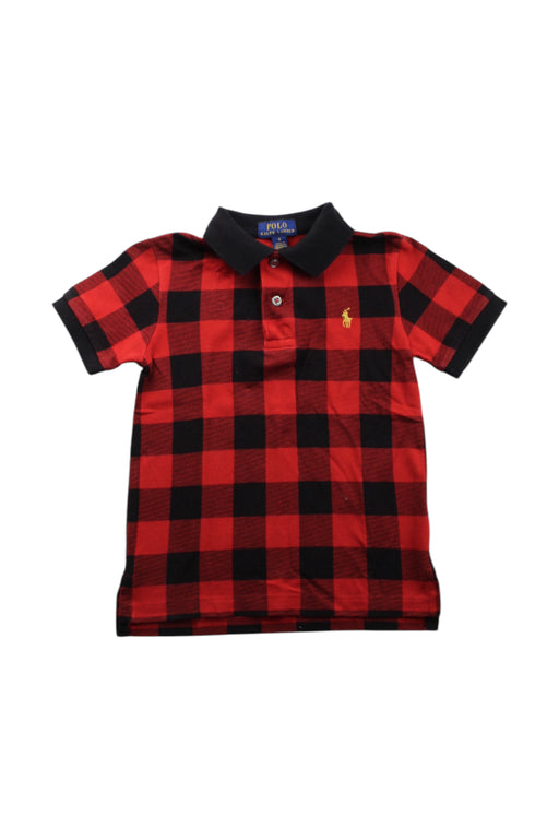 A Red Short Sleeve Polos from Polo Ralph Lauren in size 4T for boy. (Front View)
