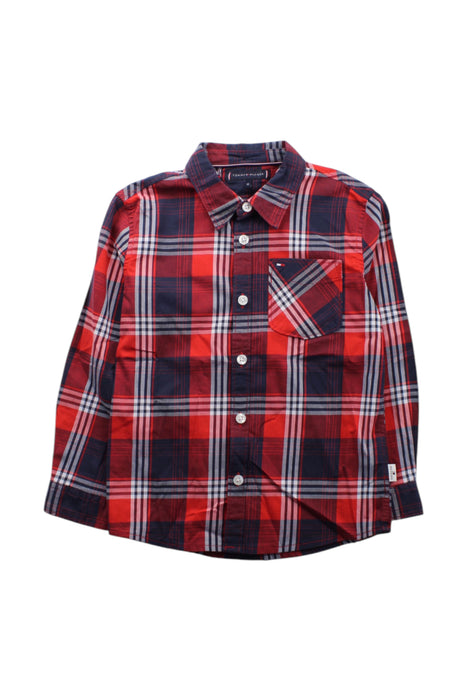 A Red Long Sleeve Shirts from Tommy Hilfiger in size 5T for boy. (Front View)