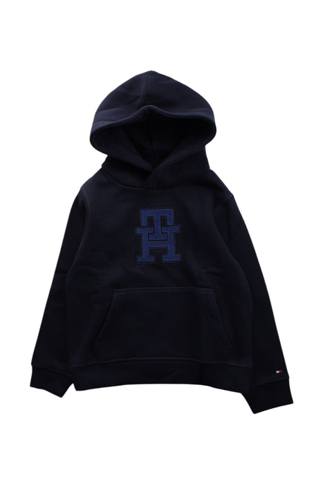 A Black Hooded Sweatshirts from Tommy Hilfiger in size 5T for boy. (Front View)