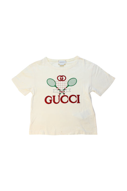 A White Short Sleeve T Shirts from Gucci in size 4T for girl. (Front View)