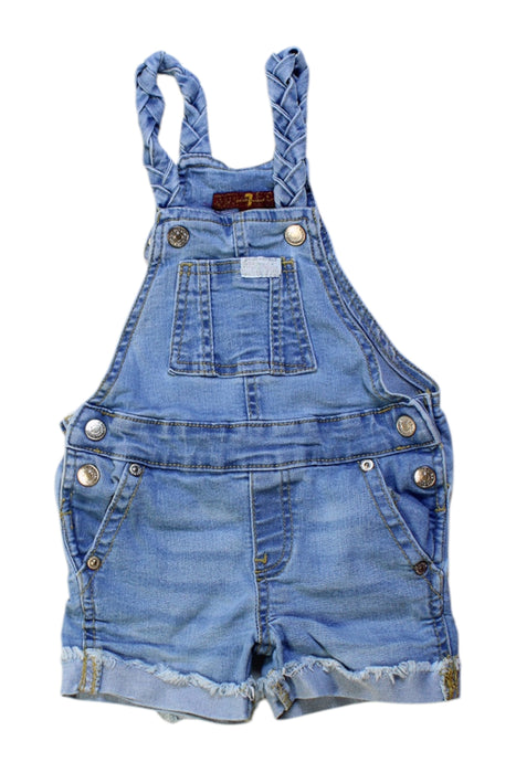 A Blue Overall Shorts from 7 For All Mankind in size 6-12M for girl. (Front View)