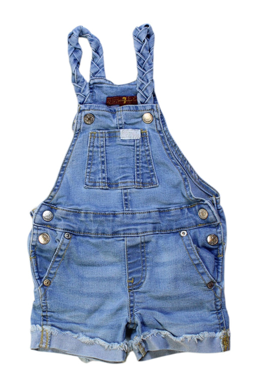 A Blue Overall Shorts from 7 For All Mankind in size 6-12M for girl. (Front View)