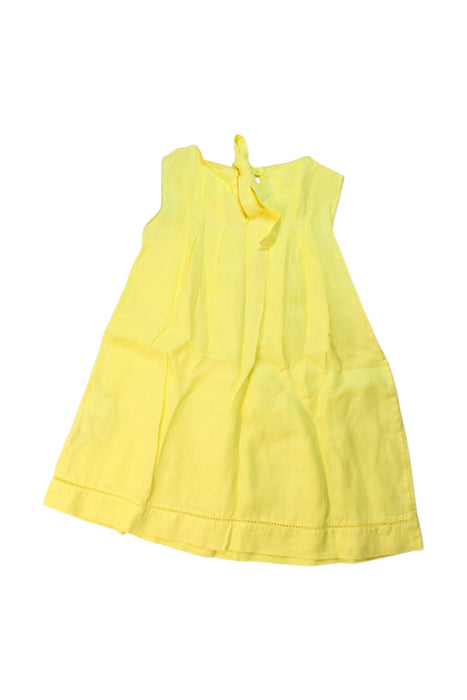 A Yellow Sleeveless Dresses from 120% Lino in size 4T for girl. (Back View)